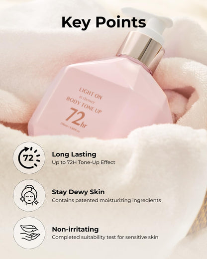 BOM Light On In-Shower Body Tone-Up Lotion 9.80 fl.oz – Natural Tone, Lightweight & Non-Greasy