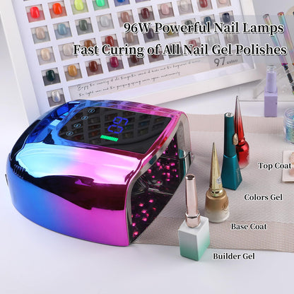 BOMOQING 96W Rechargeable UV LED Nail Lamp with LCD Display – Portable Cordless Nail Dryer