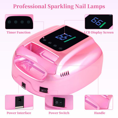 BOMOQING 96W Rechargeable UV LED Nail Lamp with LCD Display – Cordless, 4 Timer Settings