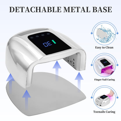 BOMOQING 96W Rechargeable UV LED Nail Lamp – Cordless, LCD, 4 Timers, Smart Sensor