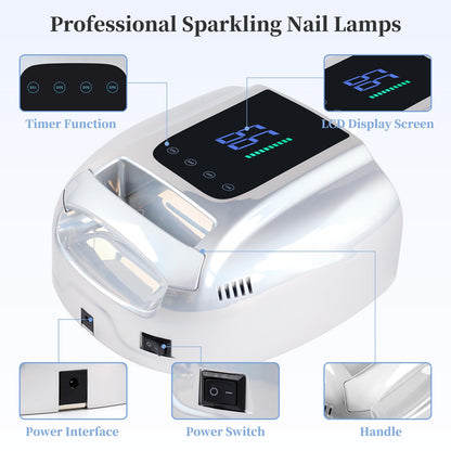 BOMOQING 96W Rechargeable UV LED Nail Lamp – Cordless, LCD, 4 Timers, Smart Sensor