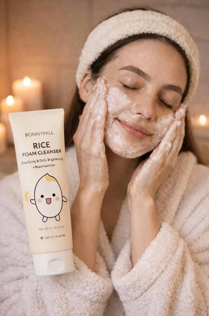 Bonny Hill Rice Foam Cleanser – Clarifying & Brightening with Niacinamide | Korean Skincare, 250 ml