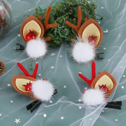 Boobeen Christmas Hair Clip – 2 Pairs Reindeer Antlers Ears Hair Accessory for Christmas Party