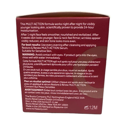 Boots No7 Restore and Renew Night Cream - 1.6 oz | Deeply Hydrating Anti-Aging Night Moisturizer