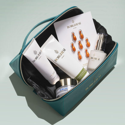 Borghese Italian Recipe Travel Set – Cleanser, Serum, Moisturizer, Mud Mask & Brightening Capsules