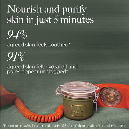 Borghese Advanced Fango Active Mud Mask for Face & Body – Detoxifying Bentonite Clay + Hyaluronic Acid, 2.7 oz Tube, For Normal to Oily Skin