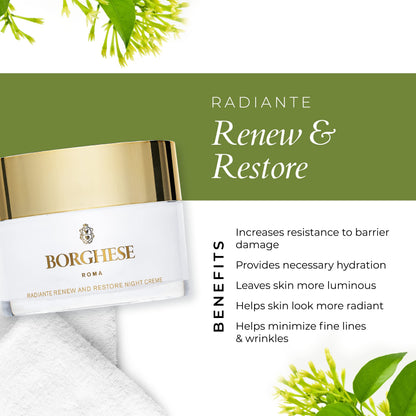 Borghese Radiante Renew & Restore Night Creme – Hydrating Barrier Night Cream