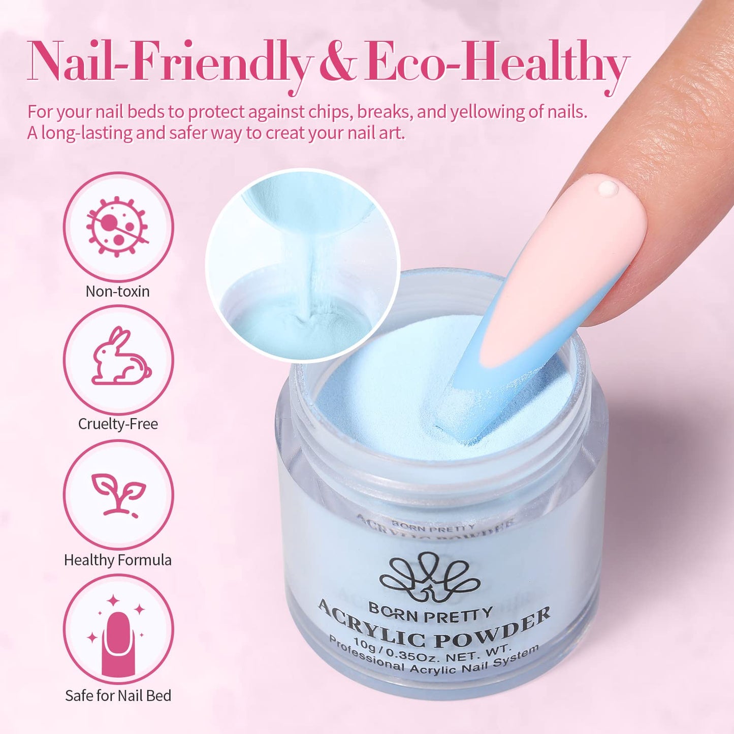 Born Pretty 24-Color Acrylic Powder Set – No Lamp Needed, All Seasons Nails