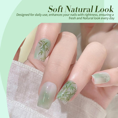 Born Pretty Jelly Green & Milky White Gel Nail Polish Kit – 6 Colors for DIY Manicure & St. Patrick's Day Nail Art