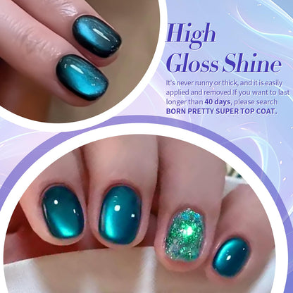Born Pretty Cat Magnetic Eye Gel Nail Polish – Glitter Auroras Magnetic Cat-Eye Set (6-Piece)