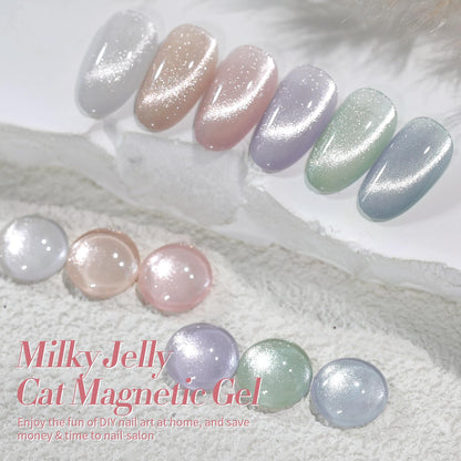 Born Pretty Cat Magnetic Gel Nail Polish Set – Pastel Milky Colors, 7ml x6