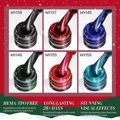 Born Pretty Christmas Cat Magnetic Eye Gel Nail Polish Set – 6 Colors (7ml each) for Holiday Manicure