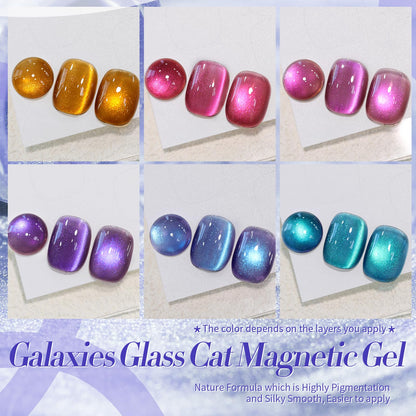Born Pretty Cat Magnetic Eye Gel Nail Polish – Glitter Auroras Magnetic Cat-Eye Set (6-Piece)