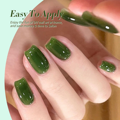 Born Pretty Jelly Green & Milky White Gel Nail Polish Kit – 6 Colors for DIY Manicure & St. Patrick's Day Nail Art