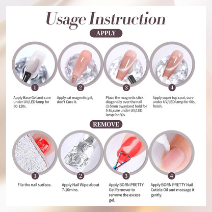 Born Pretty Cat Magnetic Gel Nail Polish Set – 6-Piece Jelly Gel Polish Kit