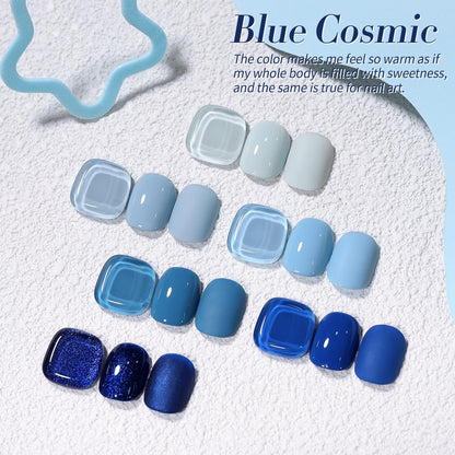 Born Pretty Blue Gel Nail Polish Kit – 6 Gradient Blues with Glitter & Long-Lasting Color