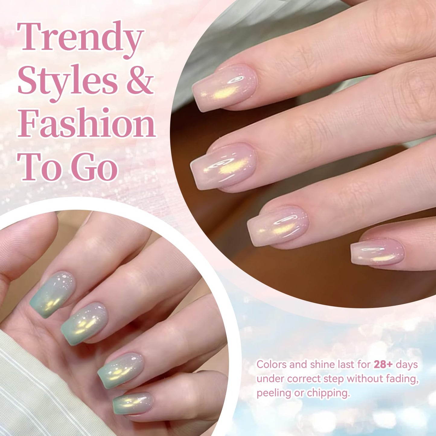 Born Pretty Golden Mirage Cat Magnetic Eye Gel Nail Polish Set — 6 Colors, HEMA&TPO Free, Soak Off