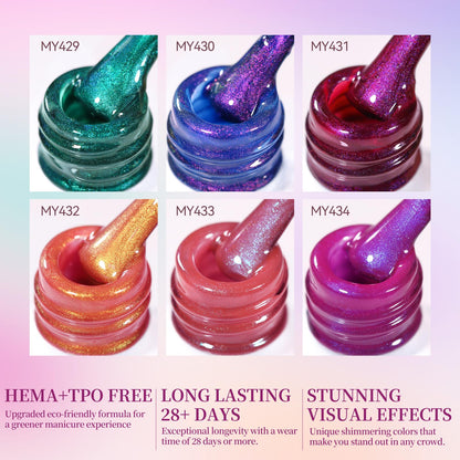 Born Pretty Cat Magnetic Eye Gel Nail Polish Set – 6×7ml Pink & Blue Crystal Glitter, HEMA/TPO Free, DIY at Home