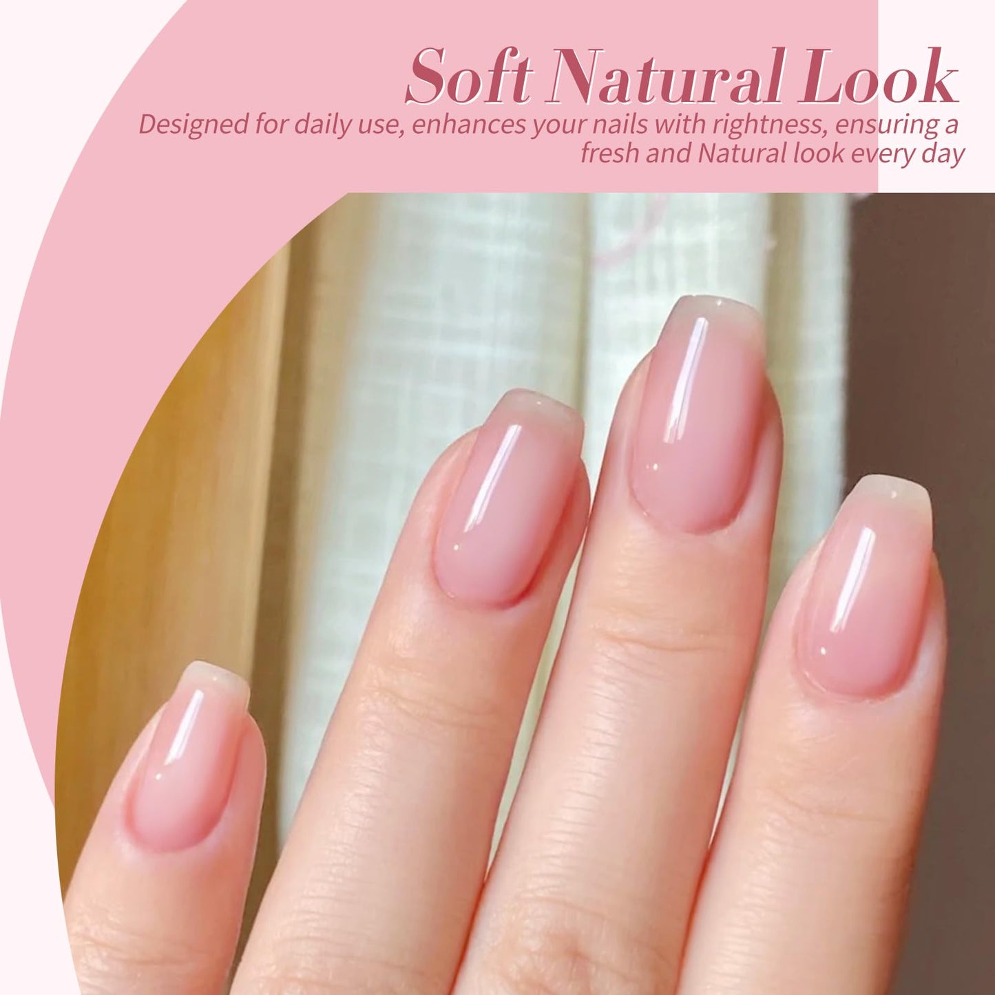 Born Pretty Jelly Pink Gel Nail Polish Set – 6 Translucent Sheer Colors, 7ml, Soak Off UV/LED