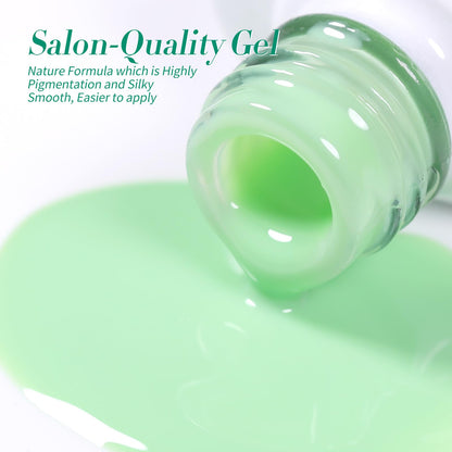 Born Pretty Green Gel Nail Polish Kit: Jelly, Cat Magnetic Eye & Glitter Holographic Finishes