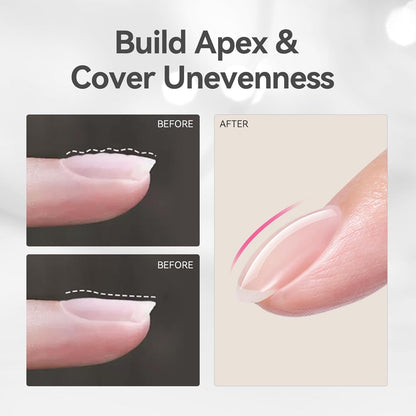 Born Pretty Builder Gel 8-in-1 for Nails – 15ml Clear & Pink Set | Base Gel, Extension Gel, Rhinestone Glue
