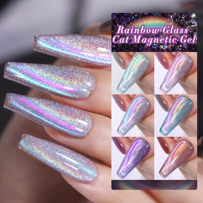 Born Pretty Magnetic Gel Nail Polish Gift Set - 6 Cat Magnetic Holographic Colors