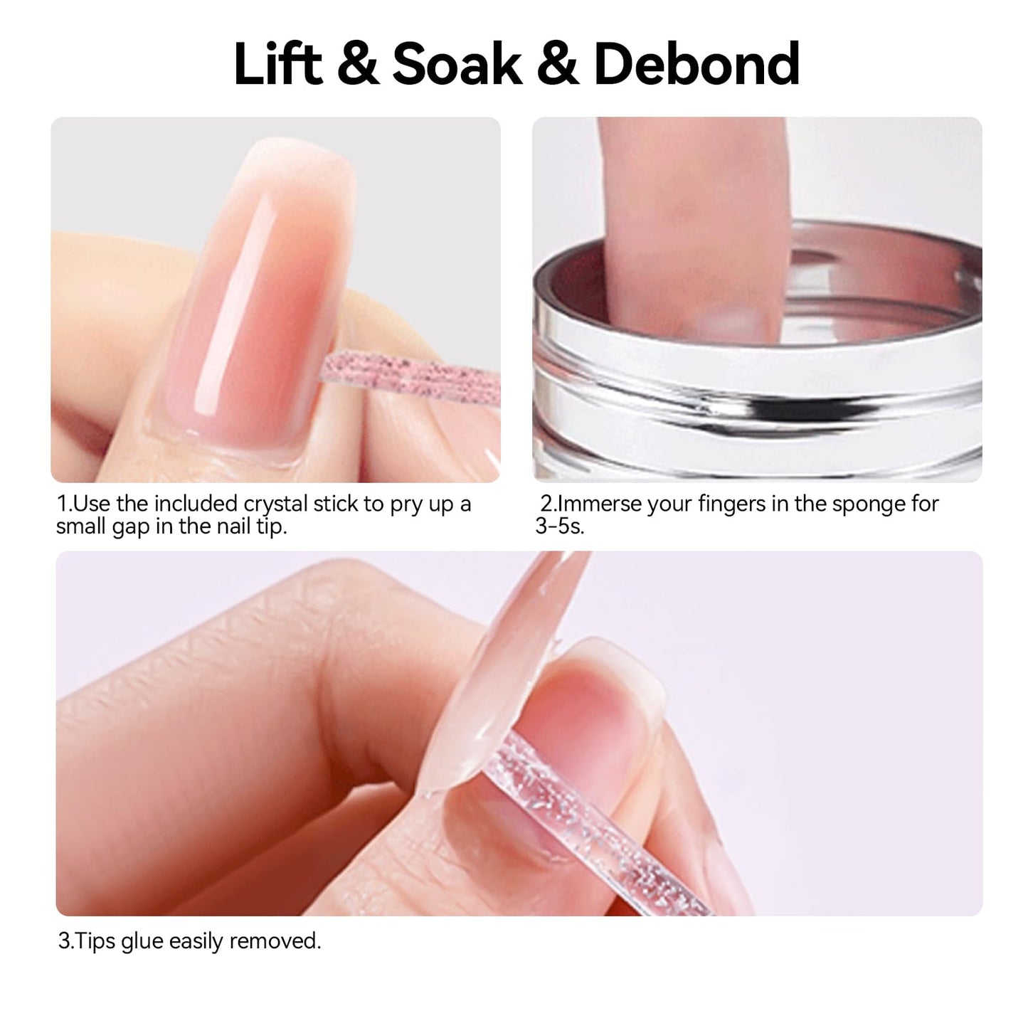 BORN PRETTY 80ML Fast-Acting Nail Glue Remover with Sponge Applicator for Fake Nails, Acrylic Nails & False Tips