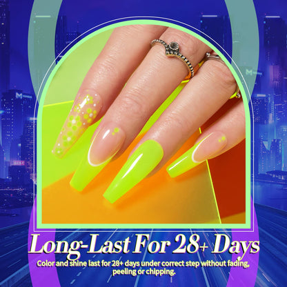 Born Pretty Neon Gel Nail Polish Set — 6 Luminous Neon Colors, 7ml