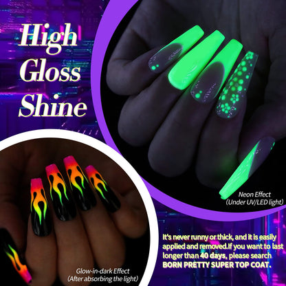 Born Pretty Neon Gel Nail Polish Set — 6 Luminous Neon Colors, 7ml
