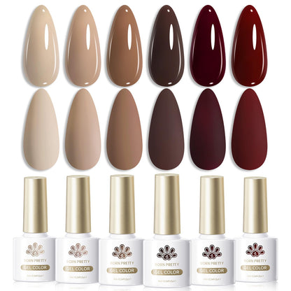 Born Pretty Nude Gel Nail Polish Kit — 6 Colors for Autumn & Winter