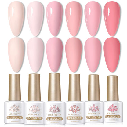 Born Pretty Nude Pink Gel Nail Polish – 6-Piece Neutral Pink Gel Set