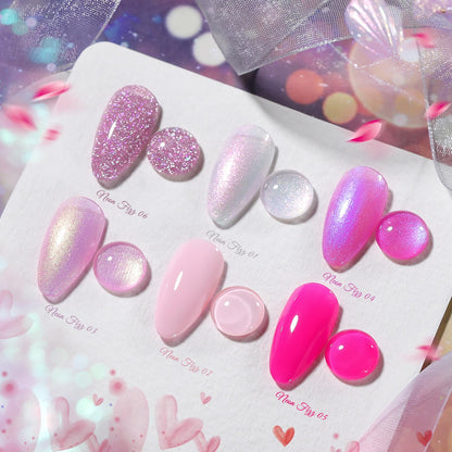 Born Pretty Pink Gel Nail Polish Kit – 6 Colors (Glitter, Pearl & Mermaid Shimmer) Soak-Off Gel Nail Kit