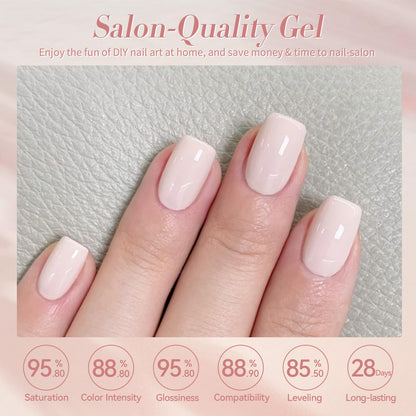 Born Pretty Pink Nude Gel Nail Polish – 6 Colors Soak-Off Gel, Long-Lasting Shine, Healthy Formula