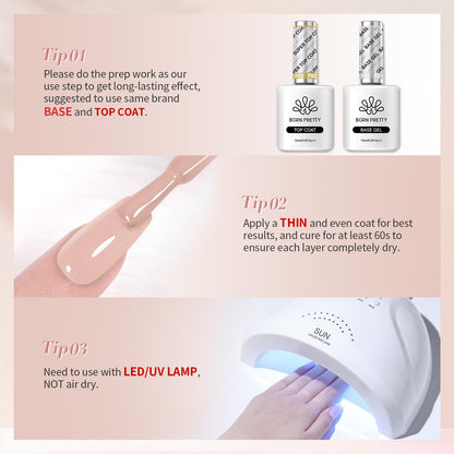Born Pretty Pink Nude Gel Nail Polish – 6 Colors Soak-Off Gel, Long-Lasting Shine, Healthy Formula