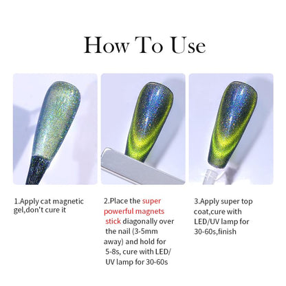 Born Pretty Cat Magnetic Gel Nail Polish Set 9D Chameleon Glitter – 6pcs