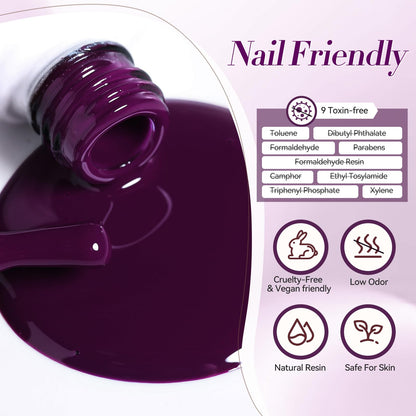 BORN PRETTY Purple Gel Nail Polish Set – 6 Colors (Lavender to Deep Plum) | Soak-Off Gel Kit