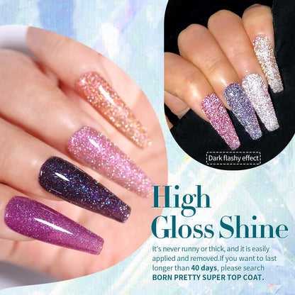 Born Pretty Reflective Glitter Gel Nail Polish – Shimmer Sequins, Sparkly Disco Finish, 6pcs 10ml