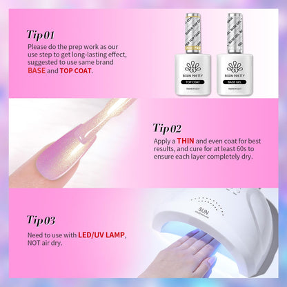 Born Pretty Pink Gel Nail Polish Kit – 6 Colors (Glitter, Pearl & Mermaid Shimmer) Soak-Off Gel Nail Kit