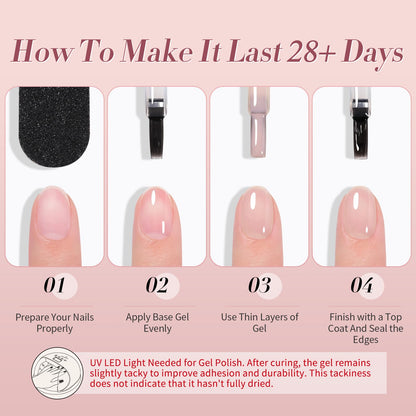 Born Pretty Milky White Jelly Pink Gel Nail Polish Kit – 6 Colors, Soak Off, UV Light Cure