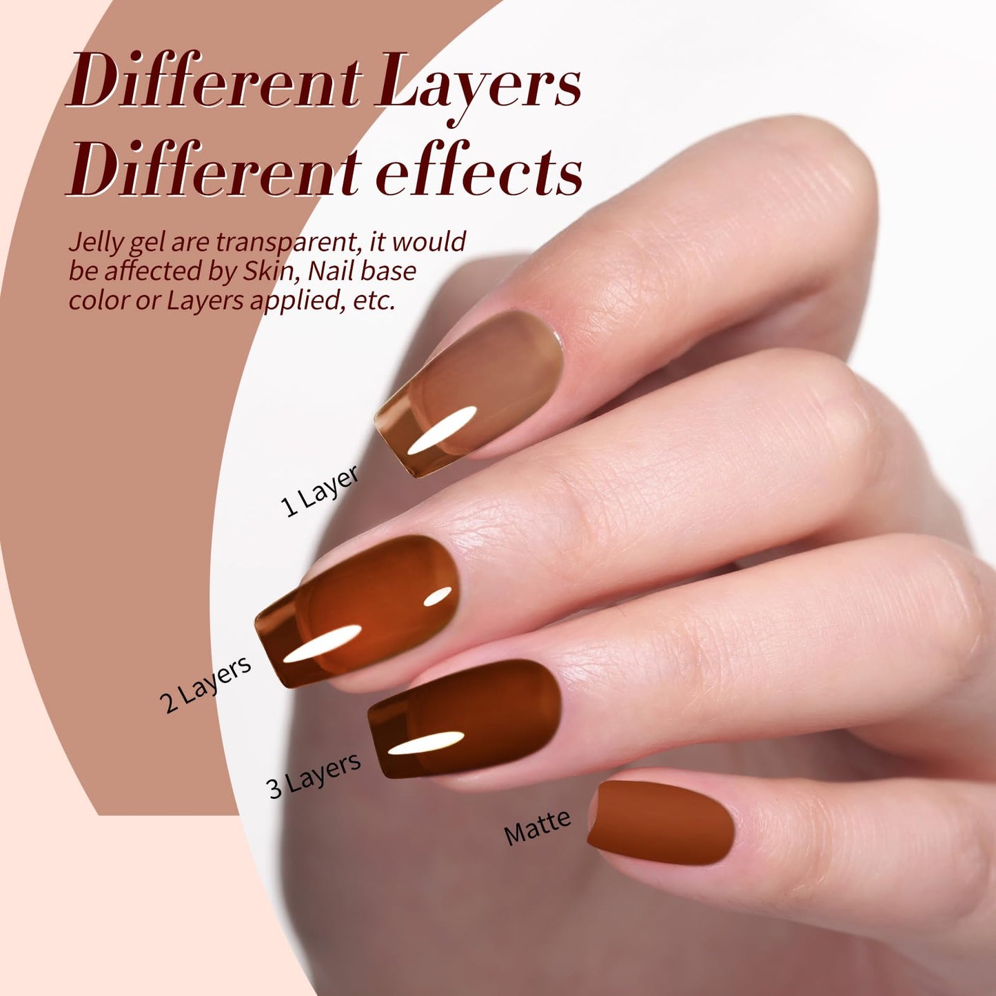 Born Pretty Vernis Gel 6 pièces 7 ml – Ambre Crystal Transparent, Marron, Orange, Rouge, Effet Marbré