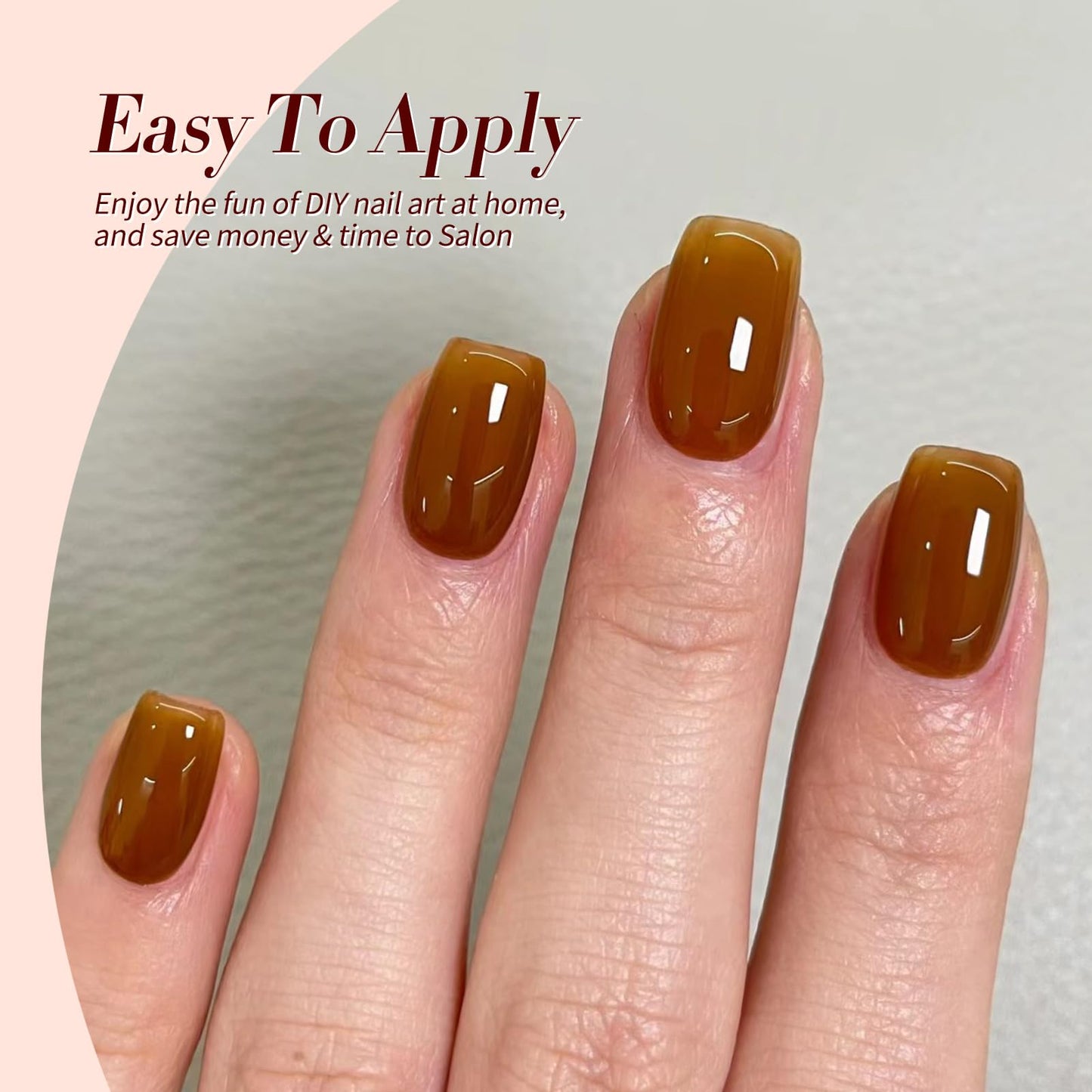 Born Pretty Vernis Gel 6 pièces 7 ml – Ambre Crystal Transparent, Marron, Orange, Rouge, Effet Marbré