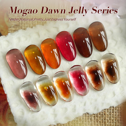 Born Pretty Vernis Gel 6 pièces 7 ml – Ambre Crystal Transparent, Marron, Orange, Rouge, Effet Marbré