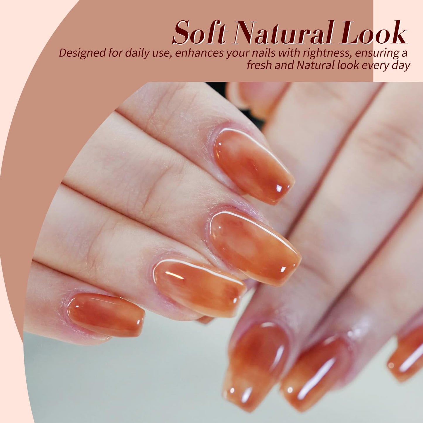 Born Pretty Vernis Gel 6 pièces 7 ml – Ambre Crystal Transparent, Marron, Orange, Rouge, Effet Marbré