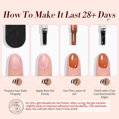 Born Pretty Vernis Gel 6 pièces 7 ml – Ambre Crystal Transparent, Marron, Orange, Rouge, Effet Marbré