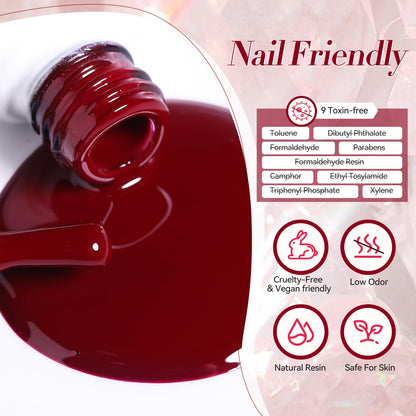 Born Pretty Fall Winter Gel Nail Polish 6-Piece Collection – Pumpkin, Caramel, Orange, Brown & Red Shimmer