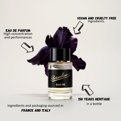 Borsalino Black Iris Eau de Parfum for Men | Long-Lasting Fresh Woody Amber Cologne