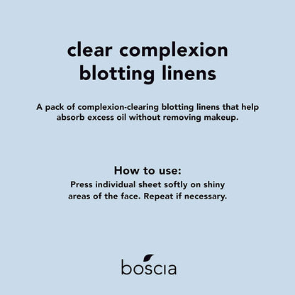 Boscia Clear Complexion Blotting Linens – Vegan Oil-Absorbing Sheets for Oily/Combo Skin | Travel Size 100 Sheets