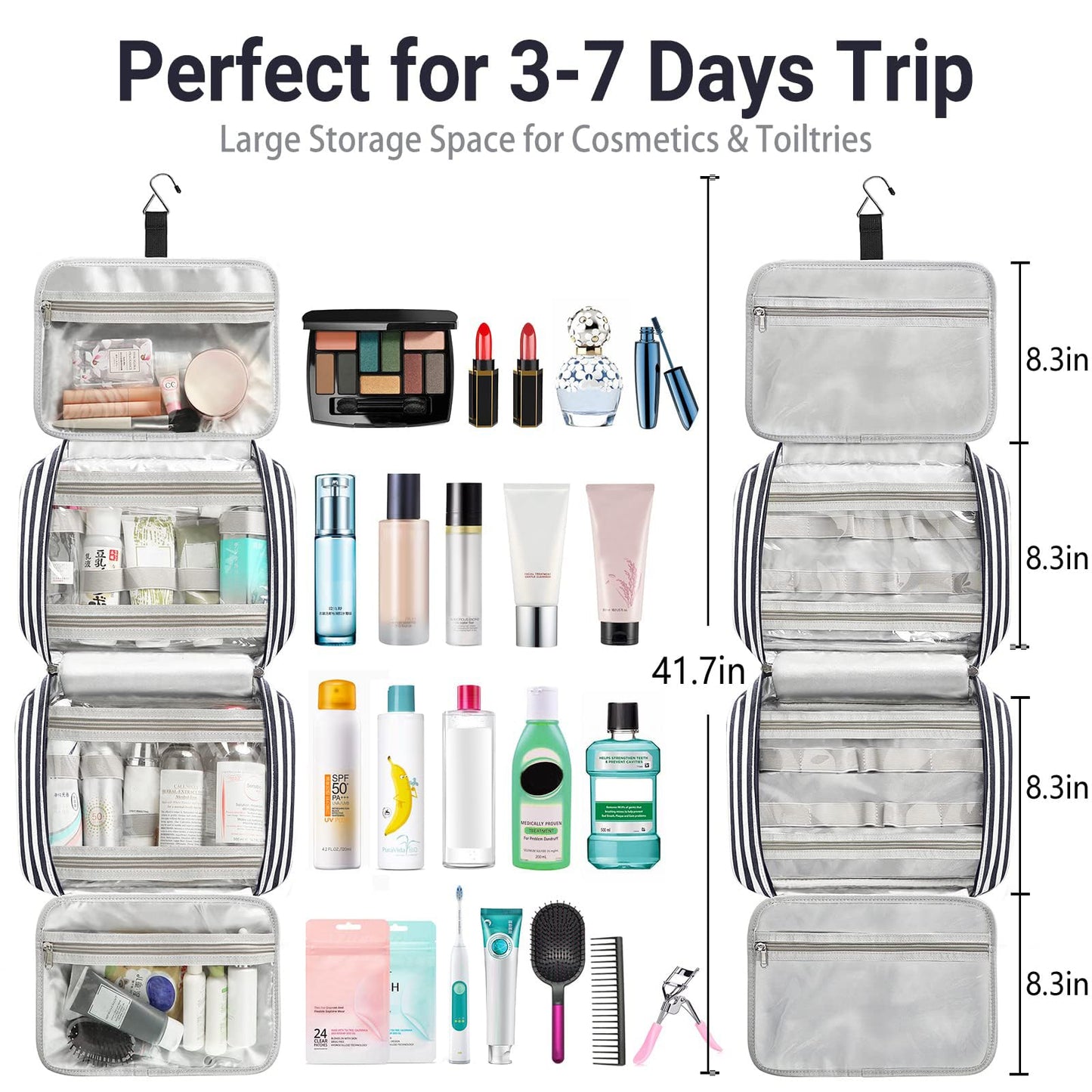 Bosidu Travel Toiletry Organizer – Large Capacity Hanging Bag for Women