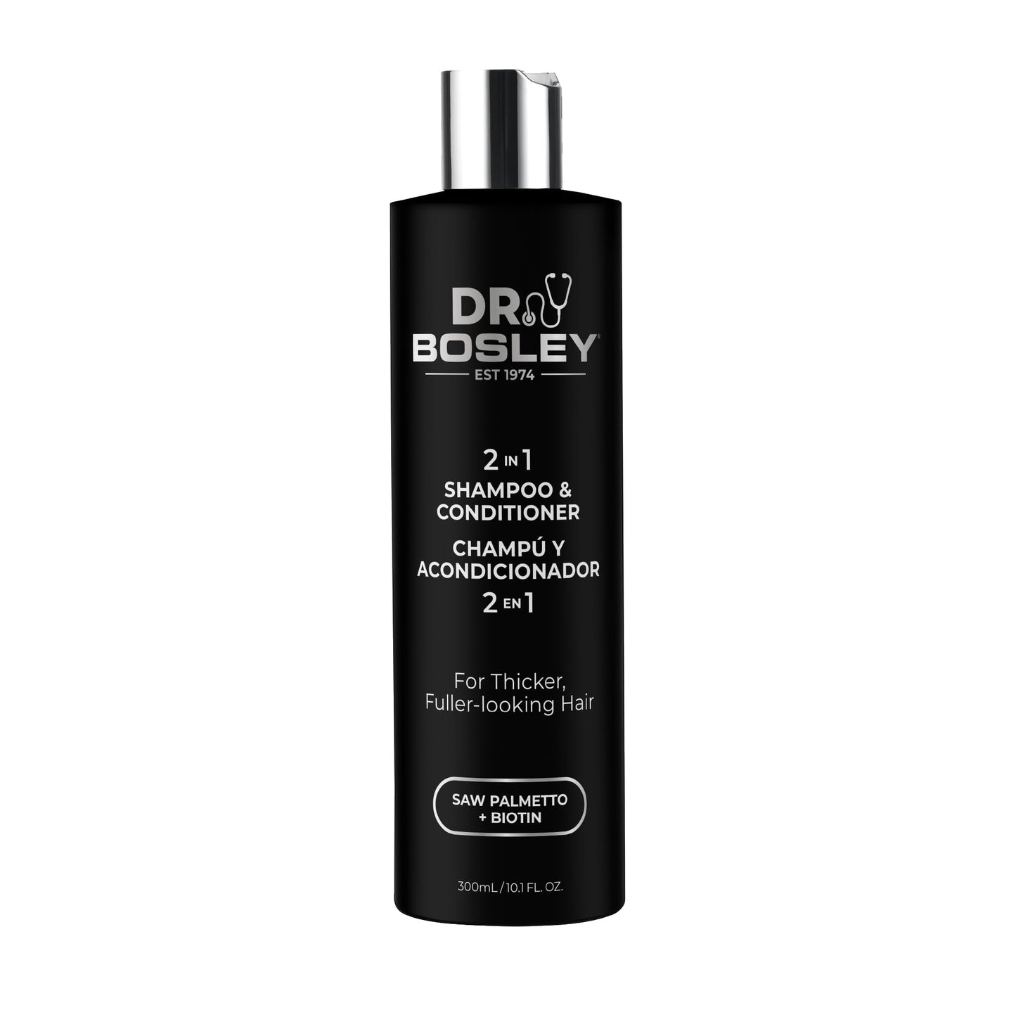 Dr. Bosley 2-in-1 Shampoo & Conditioner – Biotin & Saw Palmetto – Sulfate-Free Thickening (10.1 fl oz) | BosleyMD