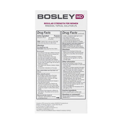 BosleyMD Minoxidil Woman Spray – 2% Hair Regrowth Treatment for Women | No-Mess Sprayer, 2-Month Supply